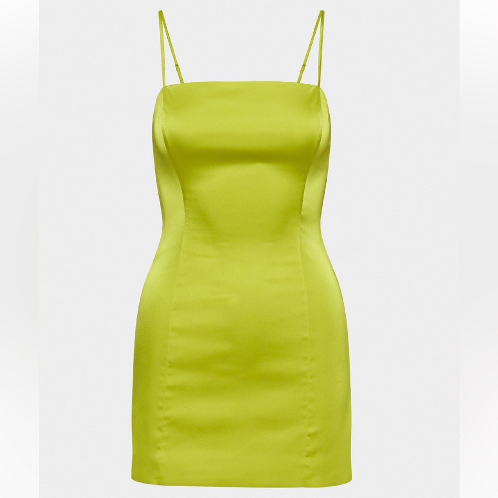 Sunday Best Shimmer Satin Dress in Jackfruit Green